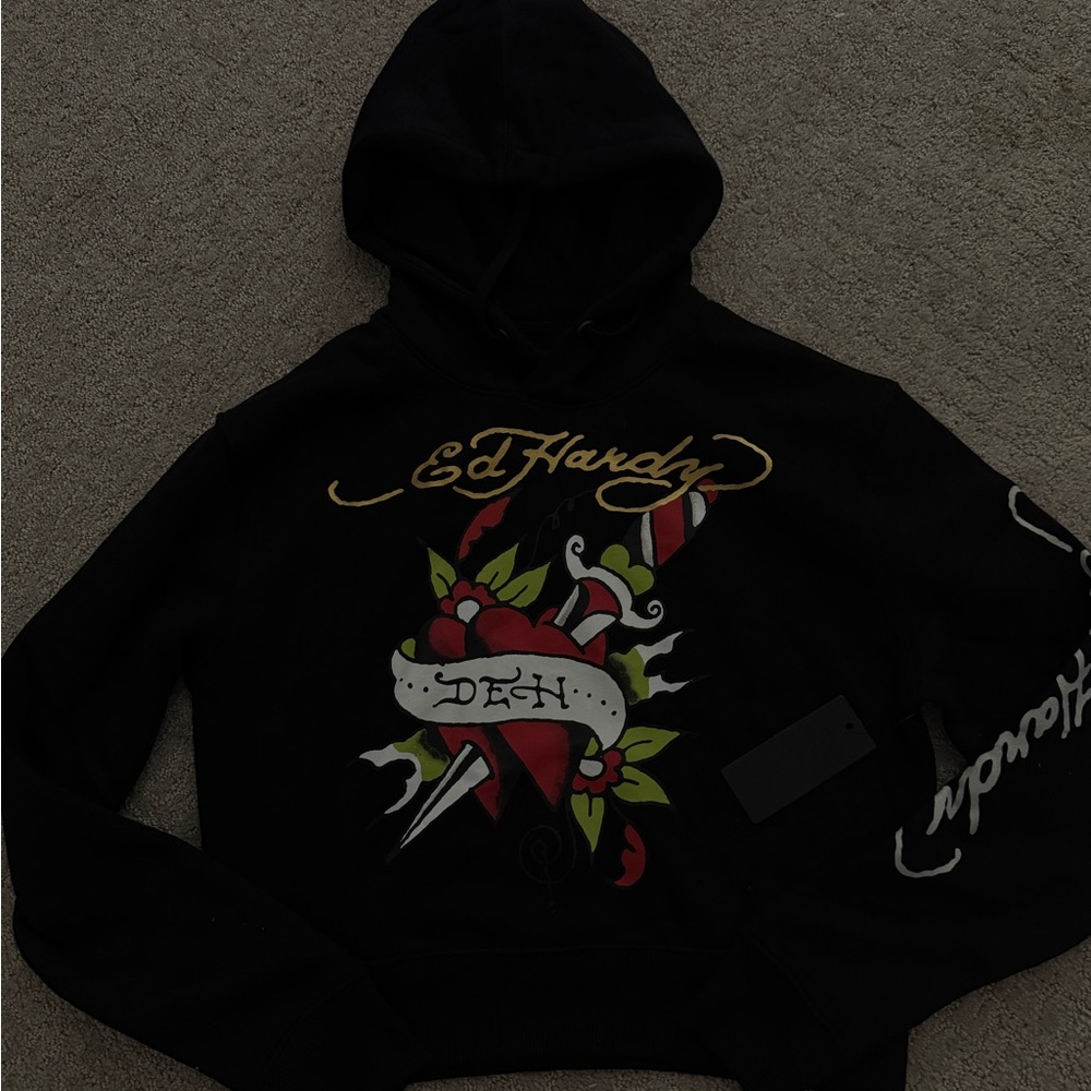 Ed Hardy Black Hoodie with Design